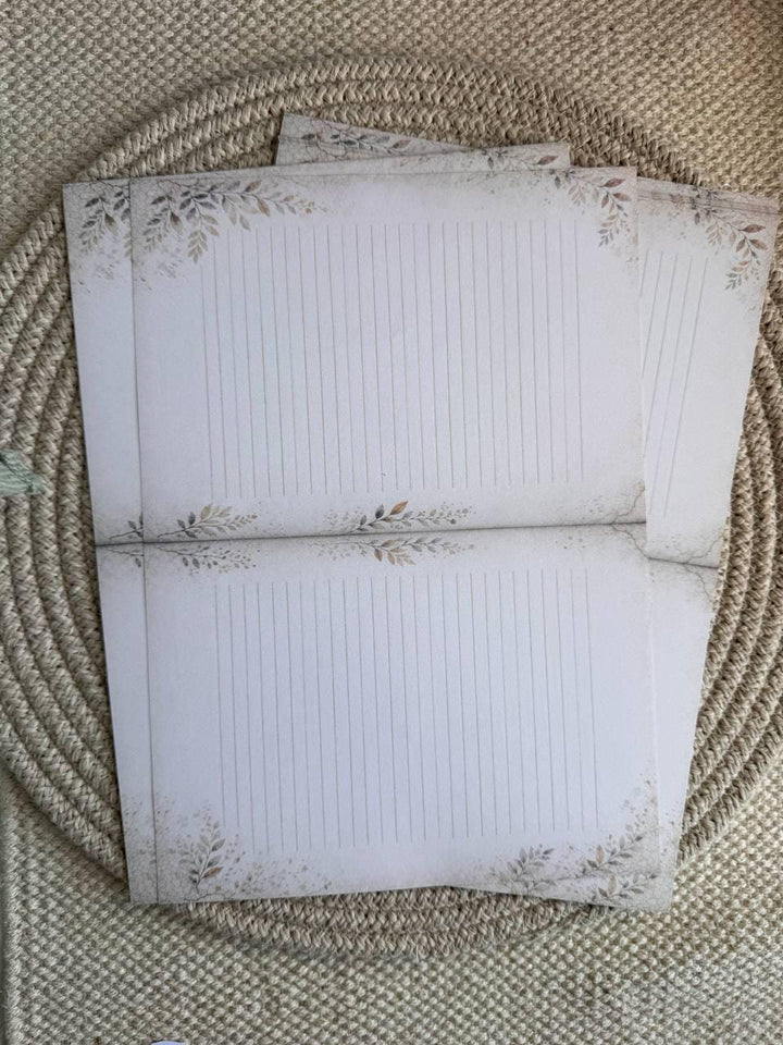 Vintage Notebook PagesA4,set includes 20sheets,A5 Journal Inserts, Handmade Lined Paper, Junk Journal Pages,Neutral Botanical Stationery Set