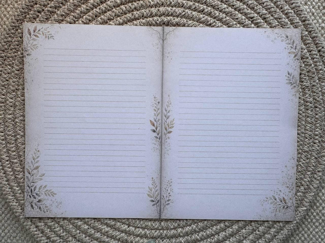 Vintage Notebook PagesA4,set includes 20sheets,A5 Journal Inserts, Handmade Lined Paper, Junk Journal Pages,Neutral Botanical Stationery Set