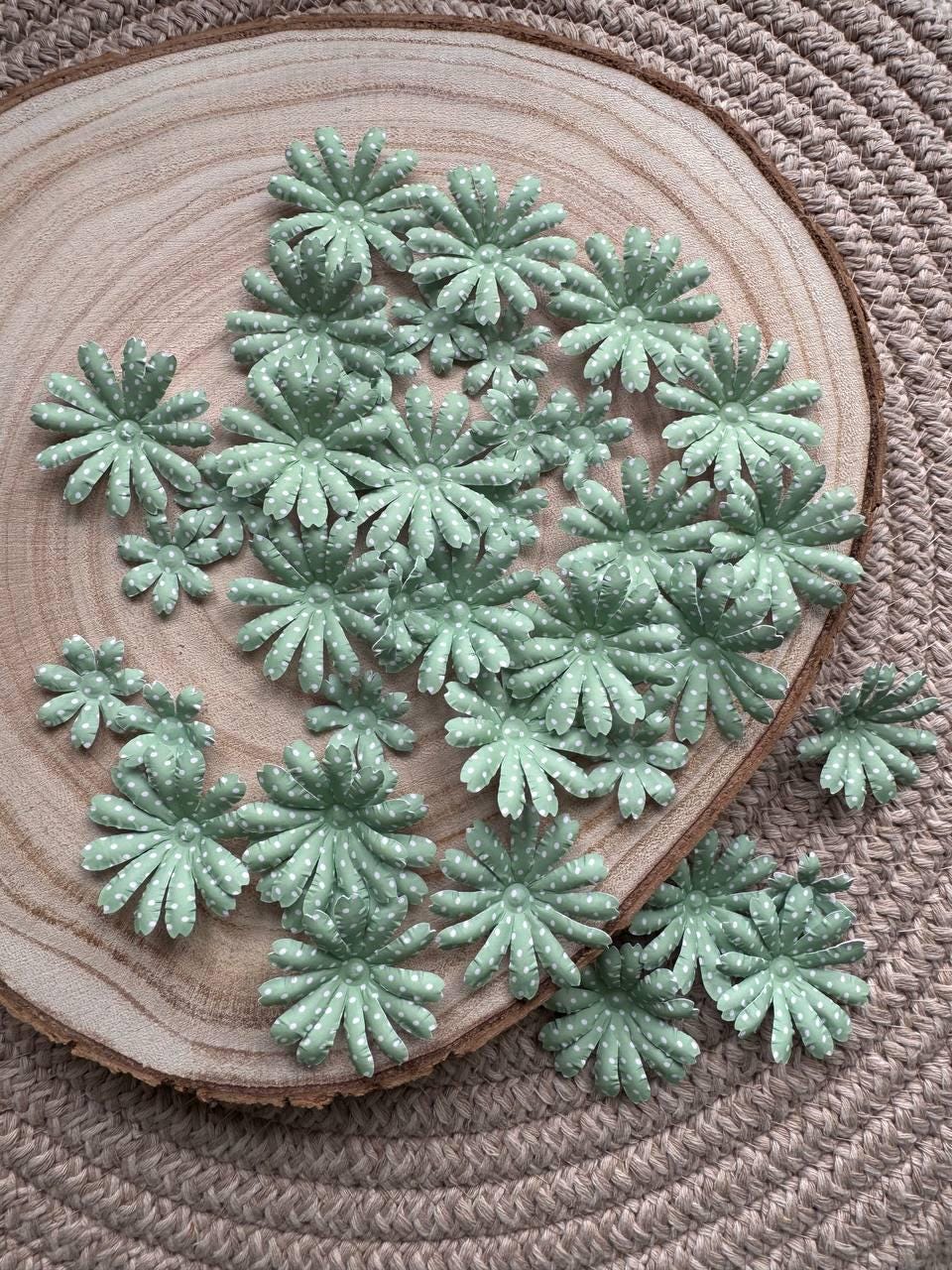 Set of 35 Handmade Paper Flowers, Vintage Floral Embellishments, Scrapbooking Flowers, Junk Journal Decor, Small Paper Blossoms