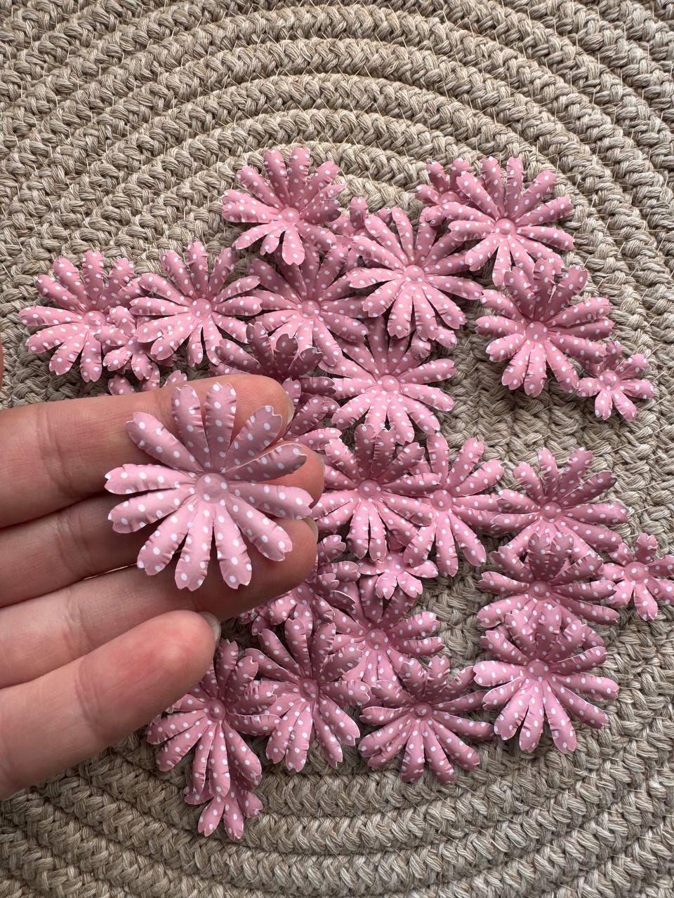 Set of 35 Handmade Paper Flowers, Vintage Floral Embellishments, Scrapbooking Flowers, Junk Journal Decor, Small Paper Blossoms