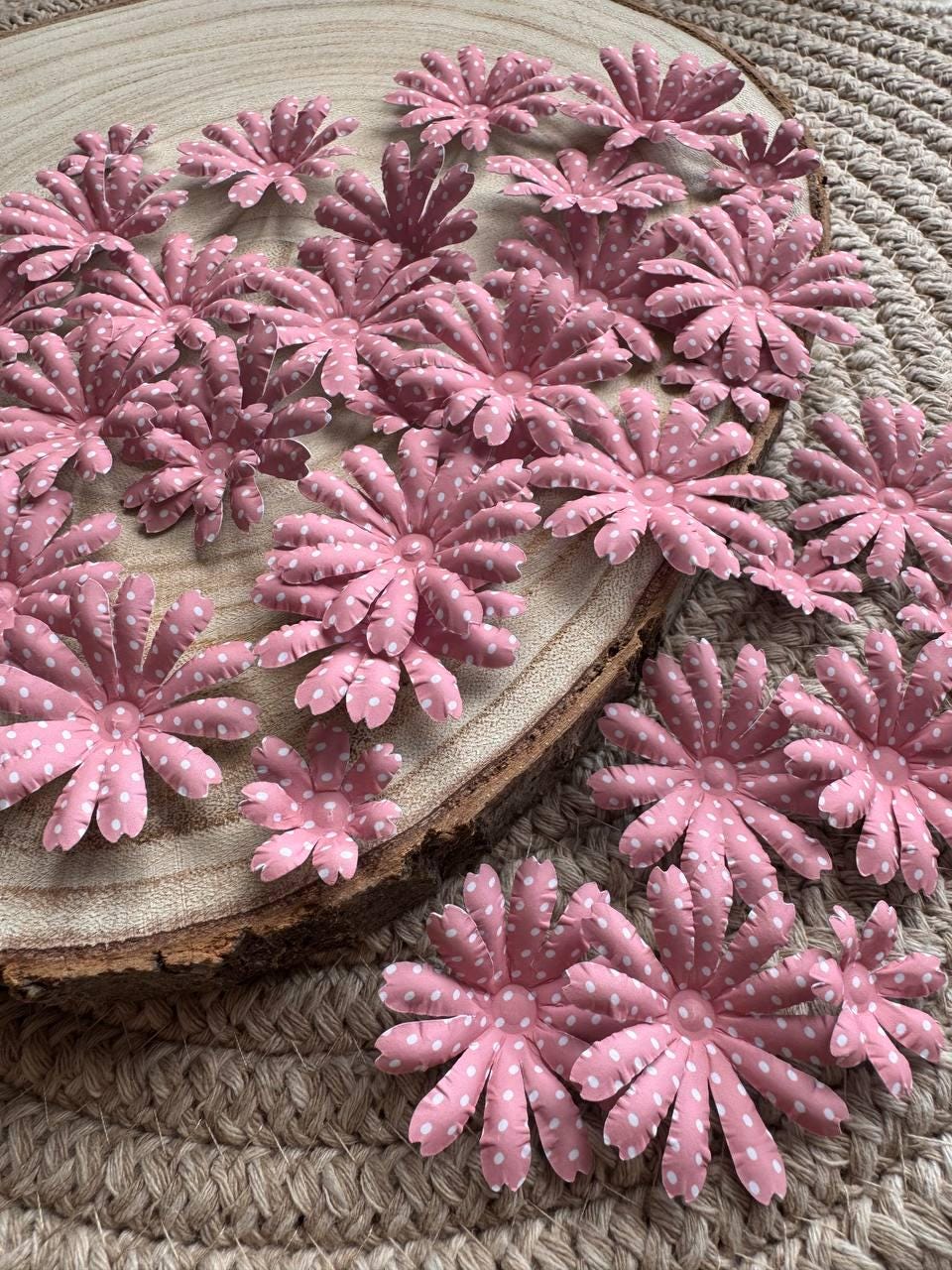 Set of 35 Handmade Paper Flowers, Vintage Floral Embellishments, Scrapbooking Flowers, Junk Journal Decor, Small Paper Blossoms