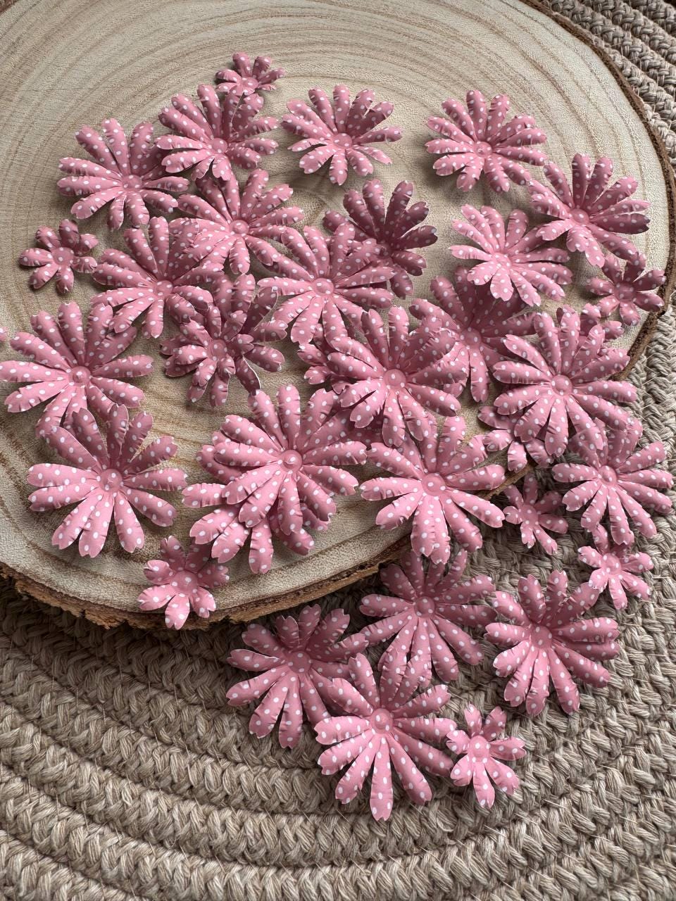 Set of 35 Handmade Paper Flowers, Vintage Floral Embellishments, Scrapbooking Flowers, Junk Journal Decor, Small Paper Blossoms