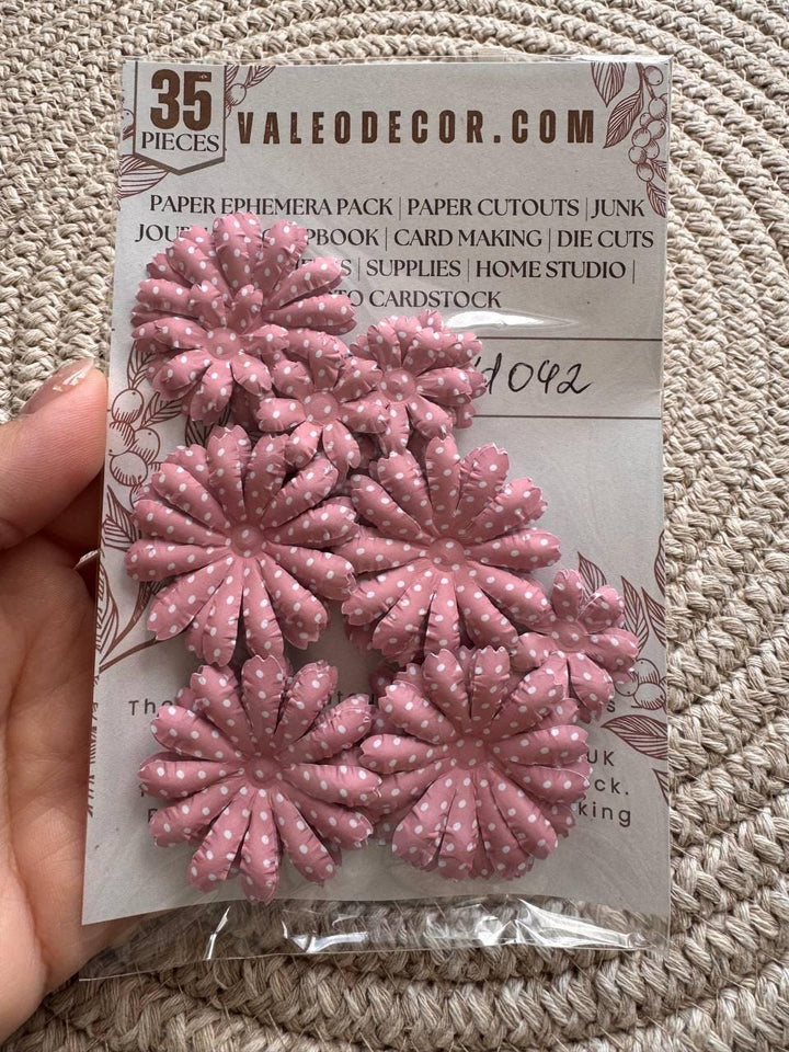 Set of 35 Handmade Paper Flowers, Vintage Floral Embellishments, Scrapbooking Flowers, Junk Journal Decor, Small Paper Blossoms