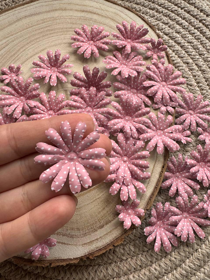 Set of 35 Handmade Paper Flowers, Vintage Floral Embellishments, Scrapbooking Flowers, Junk Journal Decor, Small Paper Blossoms