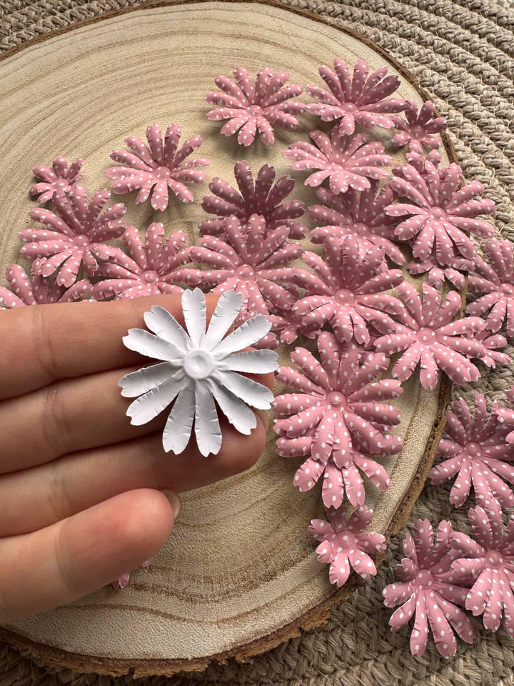 Set of 35 Handmade Paper Flowers, Vintage Floral Embellishments, Scrapbooking Flowers, Junk Journal Decor, Small Paper Blossoms