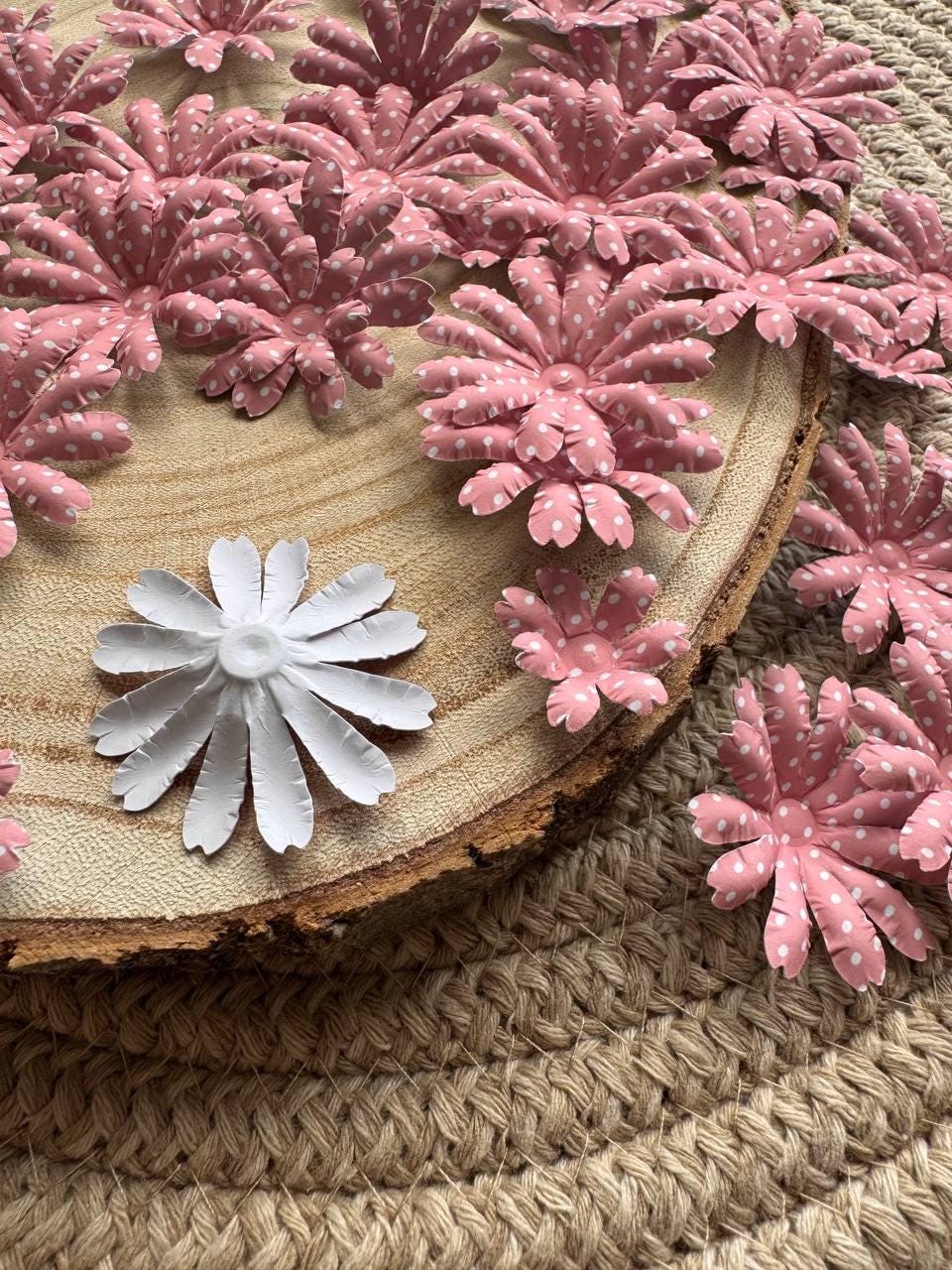 Set of 35 Handmade Paper Flowers, Vintage Floral Embellishments, Scrapbooking Flowers, Junk Journal Decor, Small Paper Blossoms