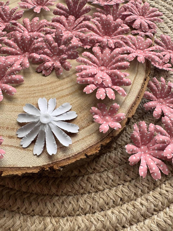 Set of 35 Handmade Paper Flowers, Vintage Floral Embellishments, Scrapbooking Flowers, Junk Journal Decor, Small Paper Blossoms