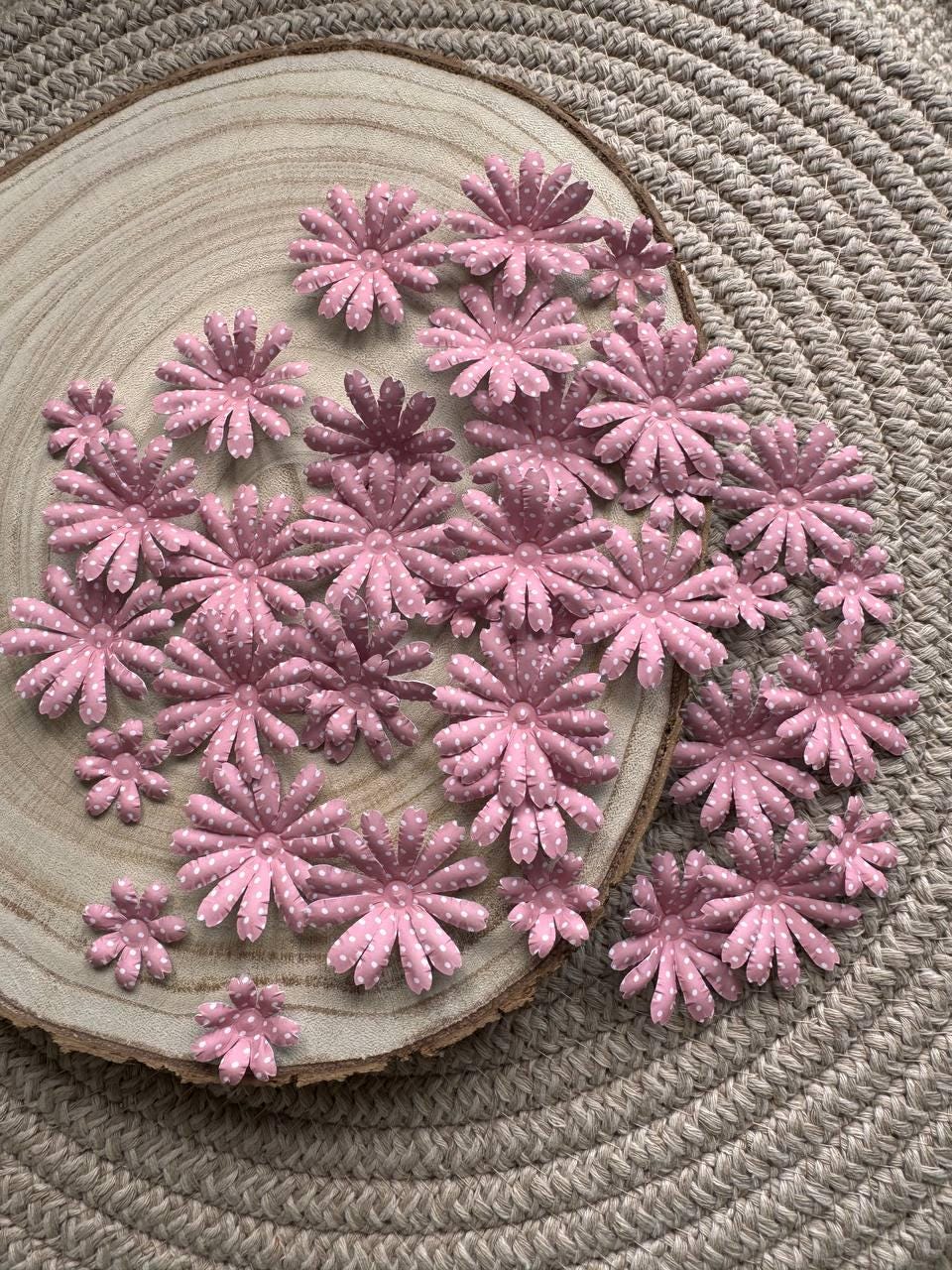Set of 35 Handmade Paper Flowers, Vintage Floral Embellishments, Scrapbooking Flowers, Junk Journal Decor, Small Paper Blossoms