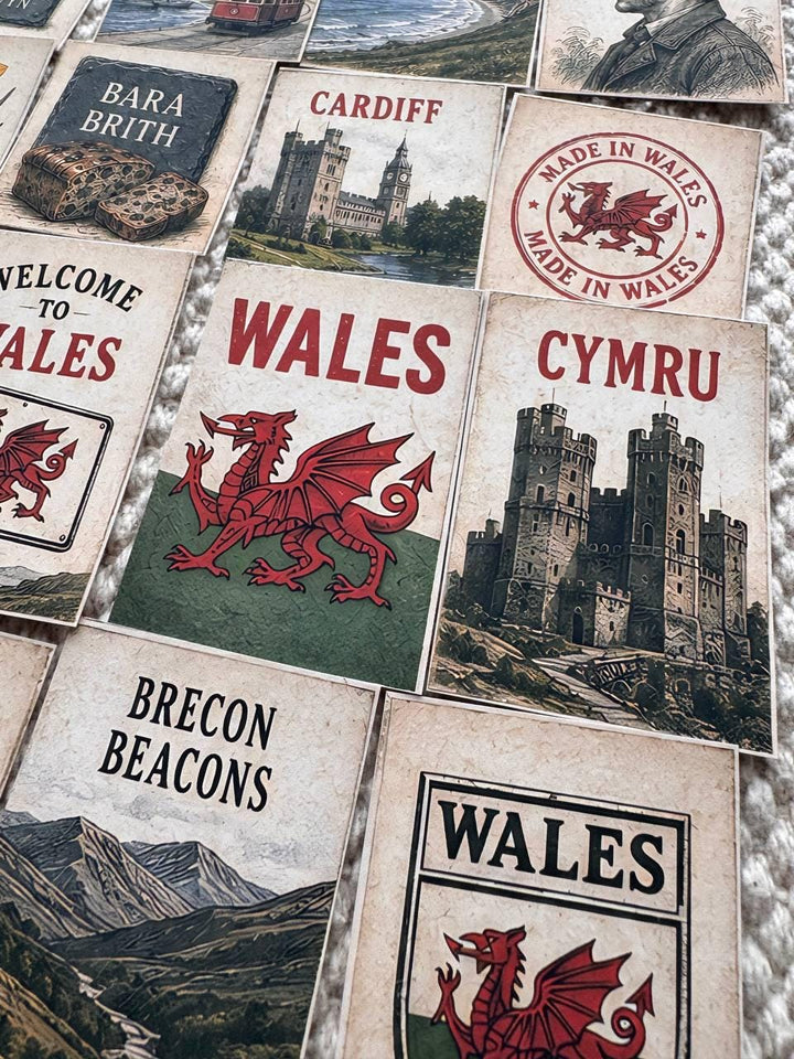 Set of 30 Wales Stickers Set, Welsh Vintage Stickers, Cymru Scrapbook Stickers, Wales Travel Journal Stickers, Welsh Aesthetic Sticker Pack