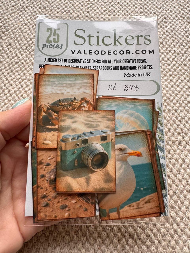 Set of 25 Beach Stickers Set, Coastal Scrapbook Stickers, Ocean Journal Stickers, Summer Sea Die Cuts, Vintage Beach Ephemera Pack