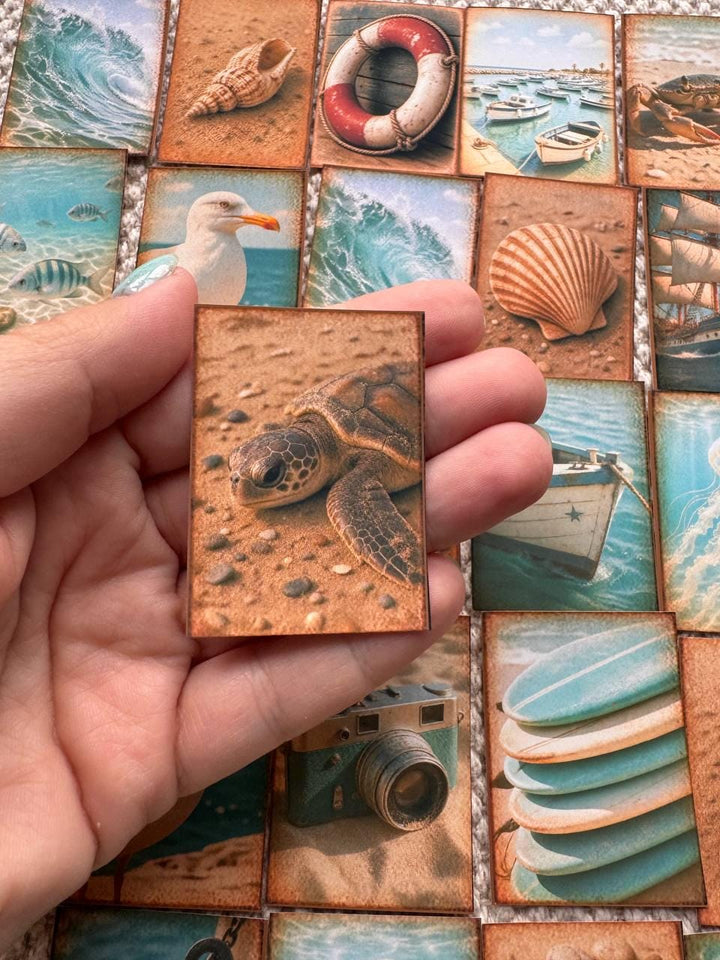 Set of 25 Beach Stickers Set, Coastal Scrapbook Stickers, Ocean Journal Stickers, Summer Sea Die Cuts, Vintage Beach Ephemera Pack