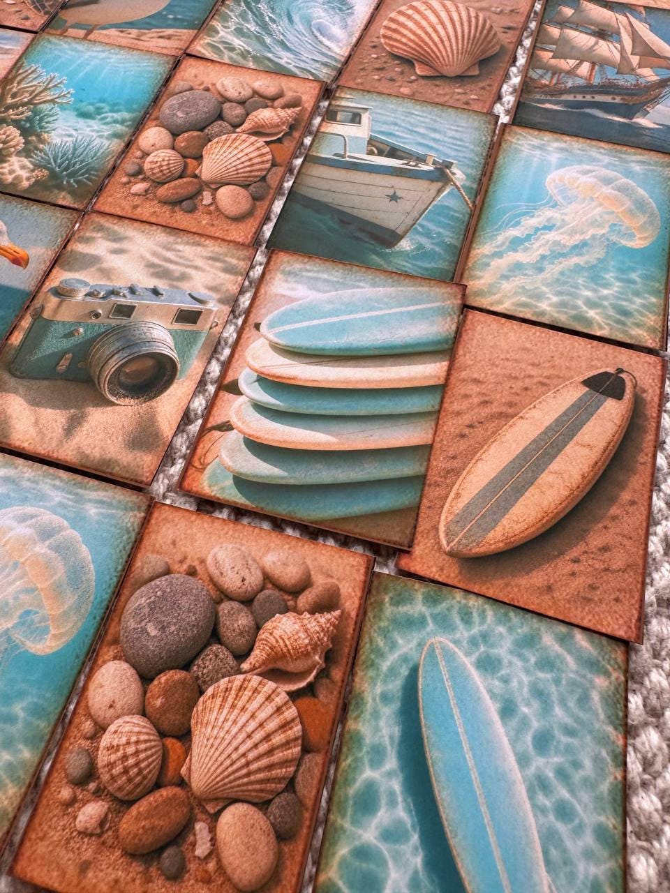Set of 25 Beach Stickers Set, Coastal Scrapbook Stickers, Ocean Journal Stickers, Summer Sea Die Cuts, Vintage Beach Ephemera Pack