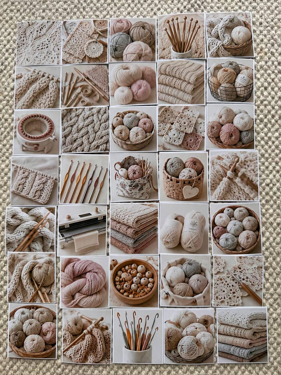 Set of 30 Crochet Stickers Set, Knitting Scrapbook Stickers, Yarn Lover Die Cuts, Neutral Craft Stickers, Cozy Journal Ephemera Pack