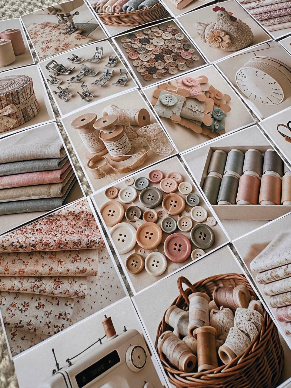 Set of 30 Sewing Stickers Set, Vintage Sewing Die Cuts, Neutral Craft Stickers, Sewing Journal Ephemera, Scrapbook Sewing Supplies Pack