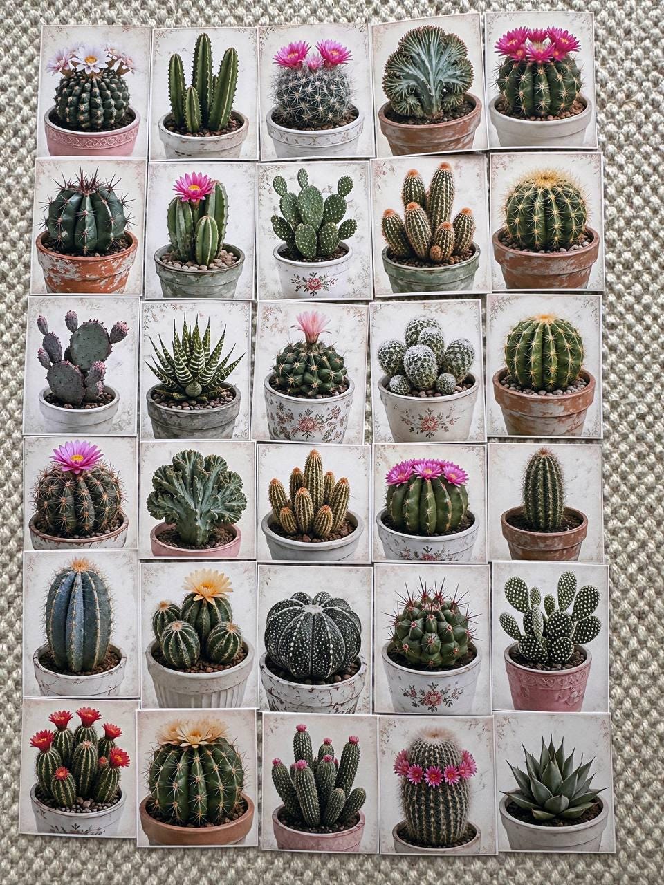 Set of 30 Cactus Stickers Set, Succulent Die Cuts, Botanical Journal Stickers, Plant Lover Scrapbook Pack, Vintage Cactus Ephemera