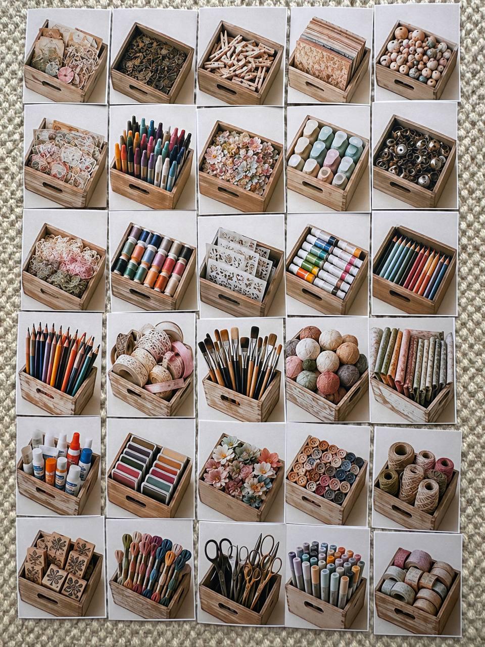 Set of 30 Craft Supply Stickers Set, Art Studio Die Cuts, Creative Hobby Stickers, Scrapbooking Ephemera Pack, Journaling Craft Room Decor