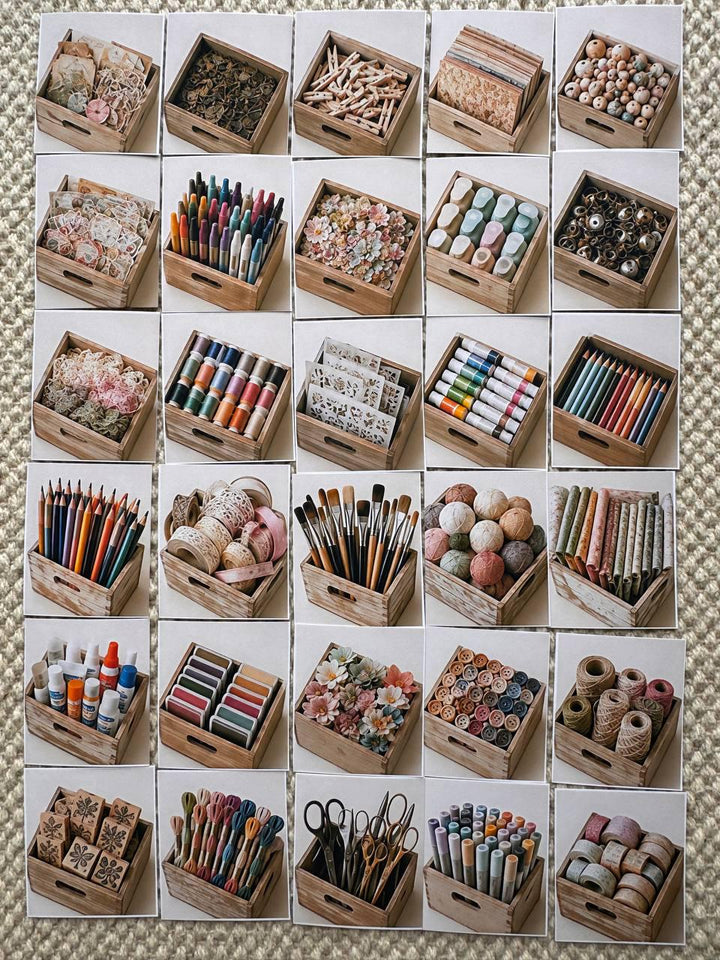 Set of 30 Craft Supply Stickers Set, Art Studio Die Cuts, Creative Hobby Stickers, Scrapbooking Ephemera Pack, Journaling Craft Room Decor
