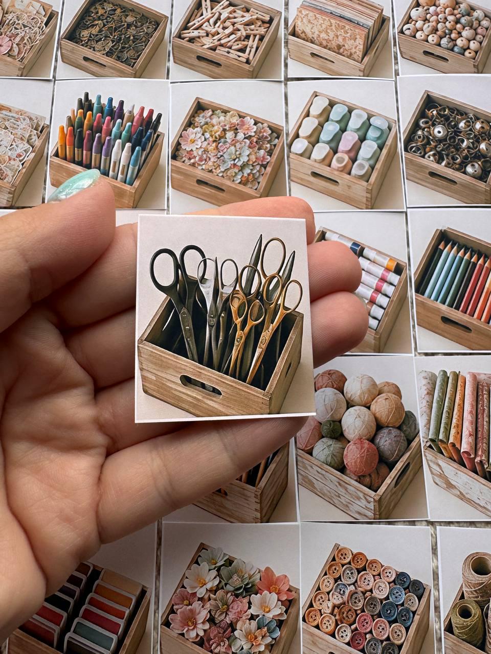 Set of 30 Craft Supply Stickers Set, Art Studio Die Cuts, Creative Hobby Stickers, Scrapbooking Ephemera Pack, Journaling Craft Room Decor
