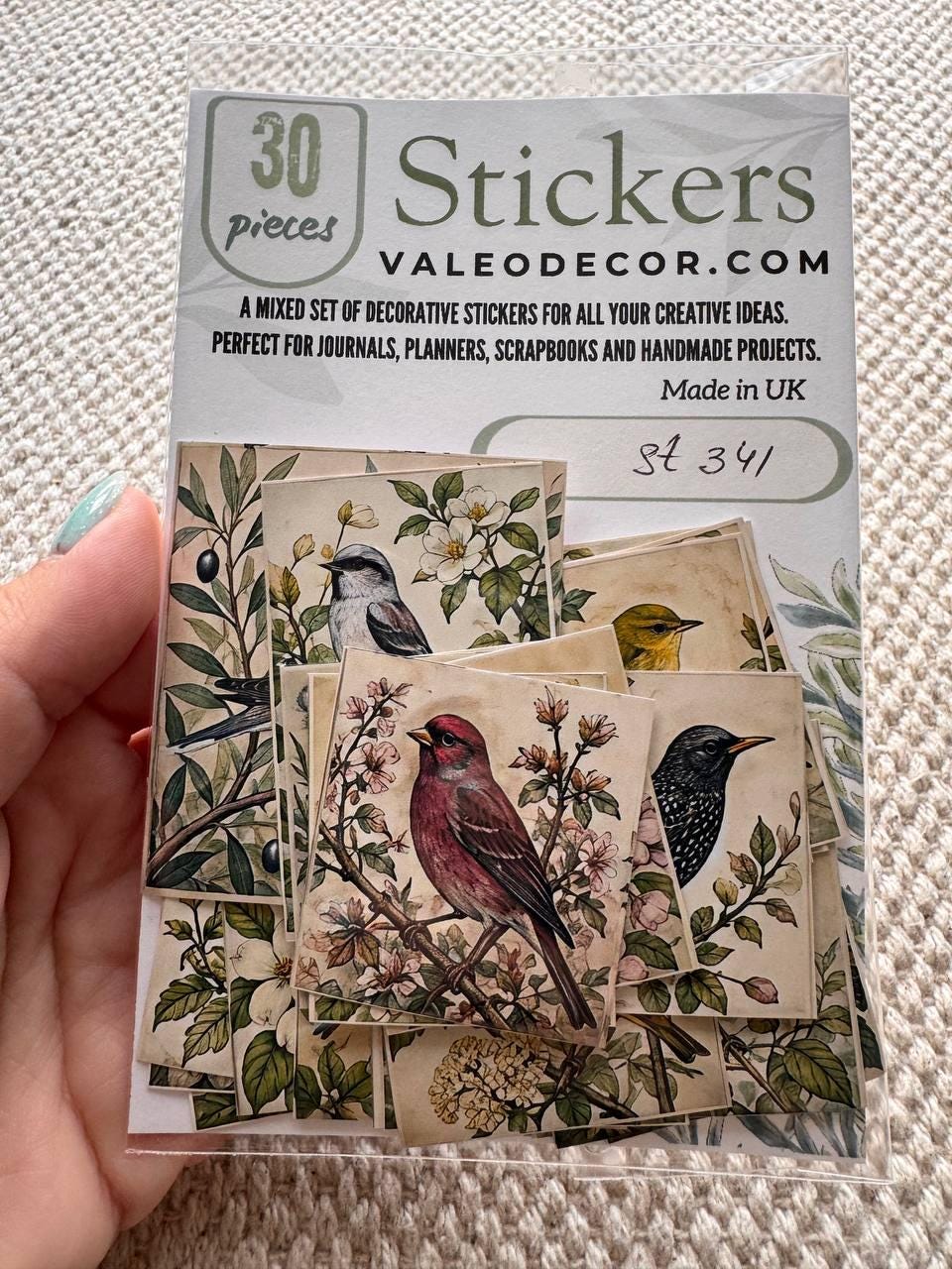 Set of 30 Vintage Bird Stickers Set, Botanical Bird Die Cuts, Cottagecore Scrapbook Stickers, Nature Journal Ephemera, Woodland Birds Pack