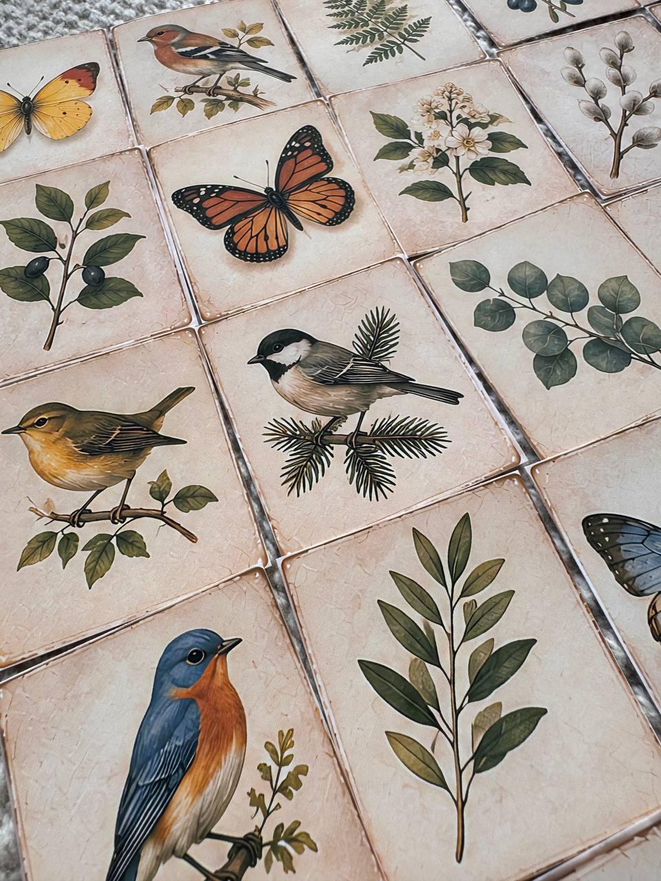 Set of 30 Vintage Nature Stickers Set, Botanical Ephemera Pack, Bird & Butterfly , Cottagecore Journal Stickers, Junk Journal Die Cuts