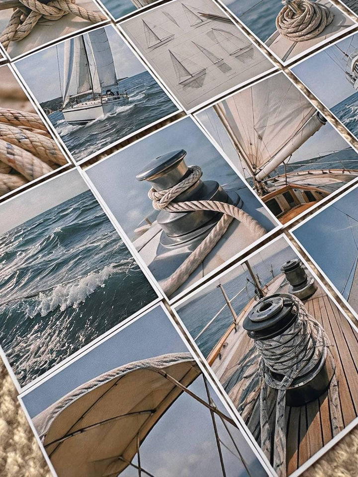 Nautical Sailing Stickers, Coastal Journal Ephemera, Sailboat Ocean Scenes