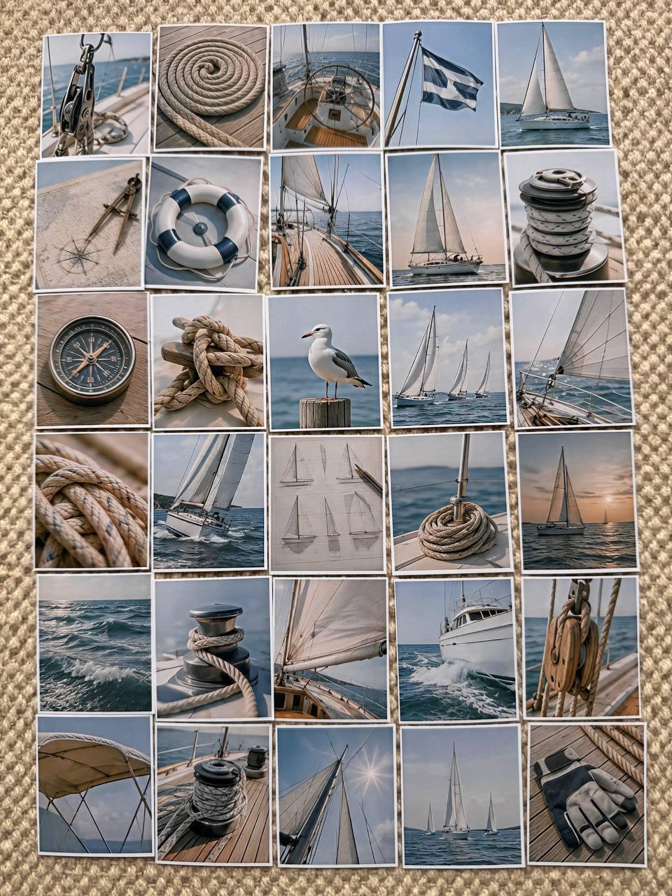 Set of 30 Nautical Sailing Stickers Set, Coastal Scrapbook Stickers, Sailboat Journal Ephemera, Ocean Aesthetic, Sea Life Scrapbooking