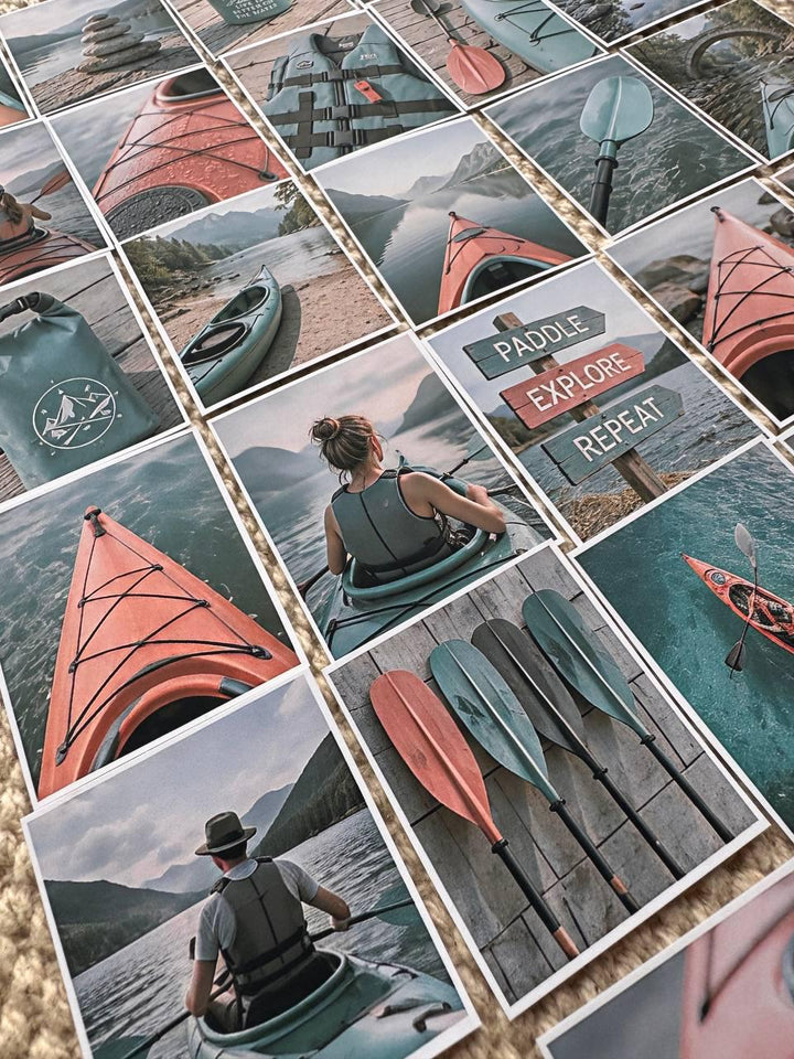 Set of 30 Kayak Adventure Stickers Set, Canoe Scrapbook Stickers, Outdoor Nature Journal, Lake Adventure Ephemera, Paddle Sports Stickers