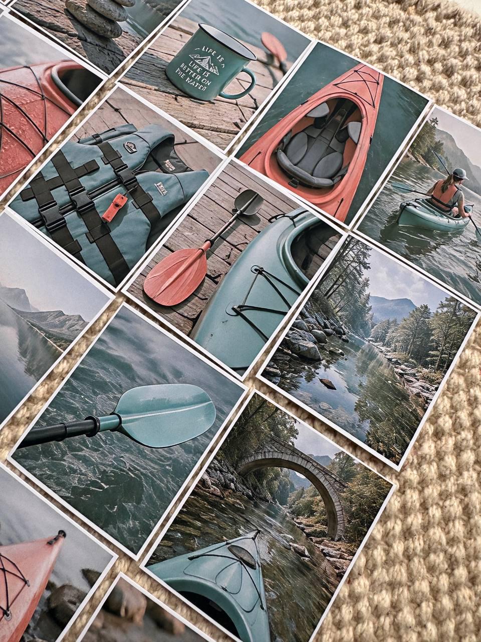 Kayak Adventure Stickers, Canoe Nature Journal Ephemera, Paddle Sports Outdoor Crafts
