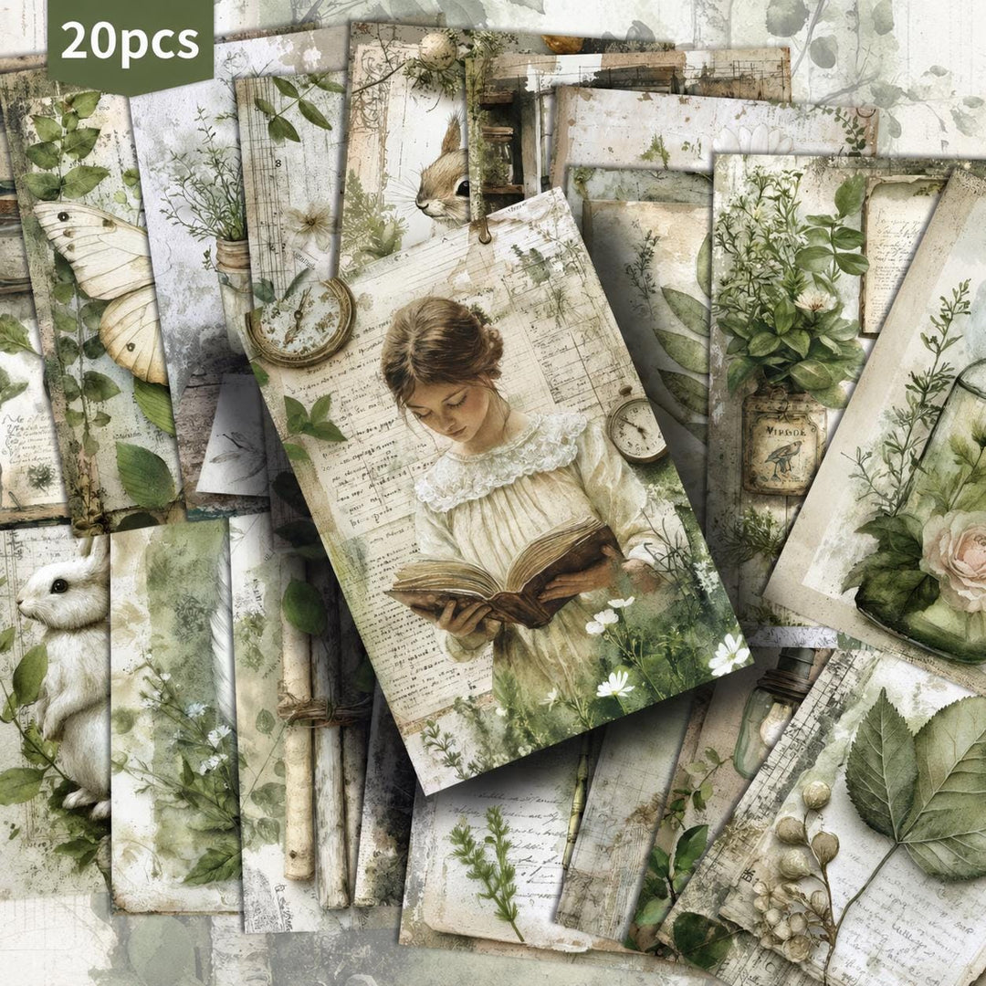 Vintage Botanical Ephemera Cards Set of 20, Cottagecore Junk Journal Cards, Nature Scrapbooking Paper Pack, Botanical Collage Supplies
