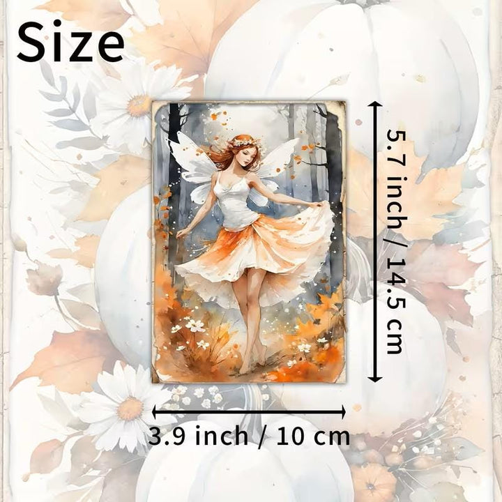 Set of 20 Autumn Fairy Journaling Cards Set, Cottagecore Ephemera Cards, Vintage Fall, Whimsical Fairy Scrapbook Pack, Junk Journal Supplies