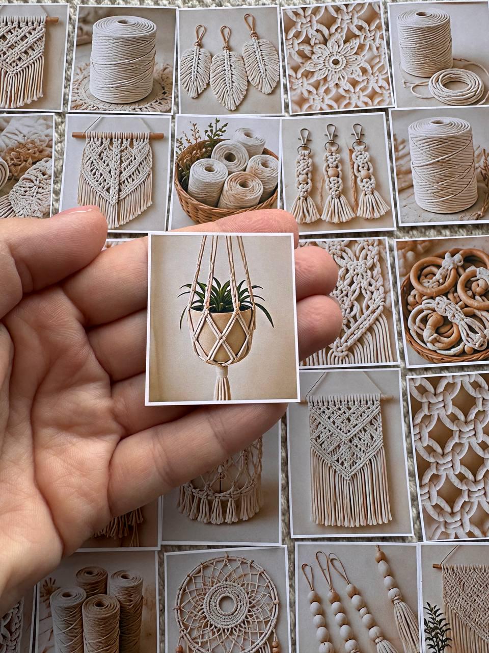 Set of 30 Macrame Stickers Set, Boho Scrapbook Stickers, Neutral Aesthetic Planner Stickers, Craft Room Decor Stickers,Junk Journal Supplies
