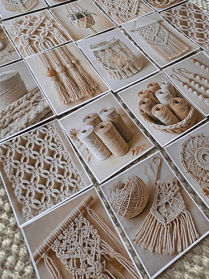 Set of 30 Macrame Stickers Set, Boho Scrapbook Stickers, Neutral Aesthetic Planner Stickers, Craft Room Decor Stickers,Junk Journal Supplies