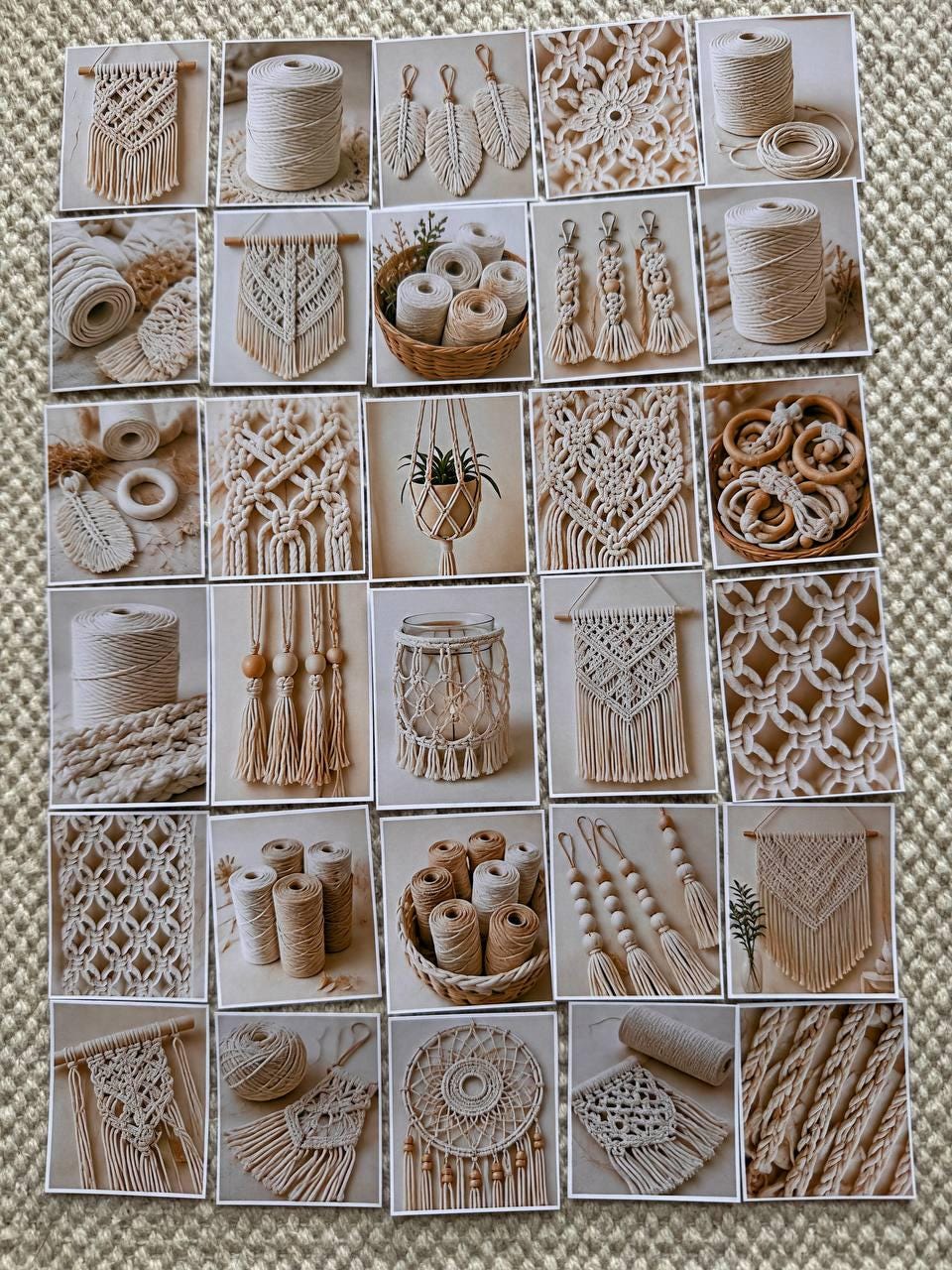 Set of 30 Macrame Stickers Set, Boho Scrapbook Stickers, Neutral Aesthetic Planner Stickers, Craft Room Decor Stickers,Junk Journal Supplies