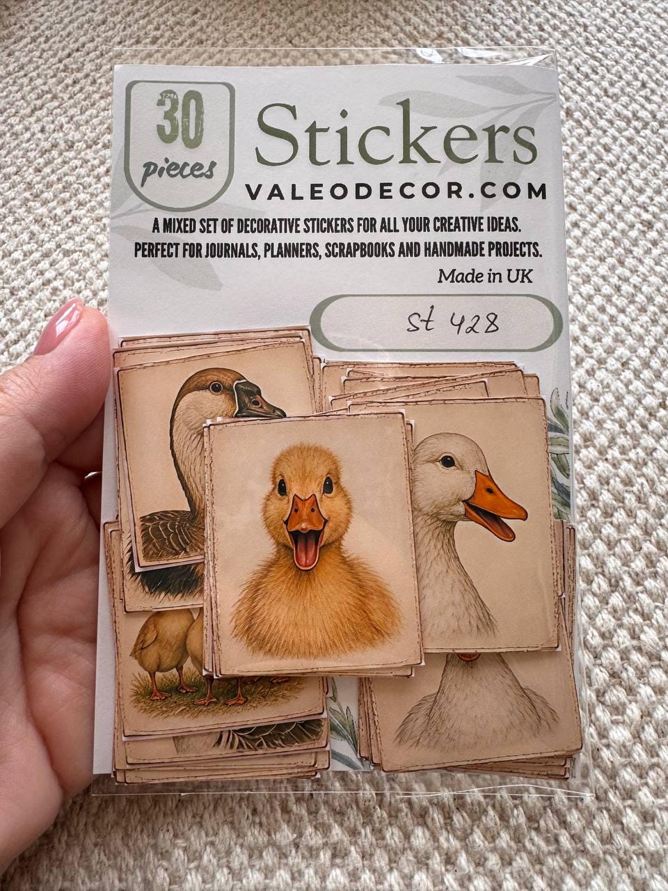 Set of 30 Duck Stickers Set, Vintage Duckling Stickers, Farm Animal Scrapbook Stickers, Cottagecore Planner Stickers,Cute Goose Duck Journal