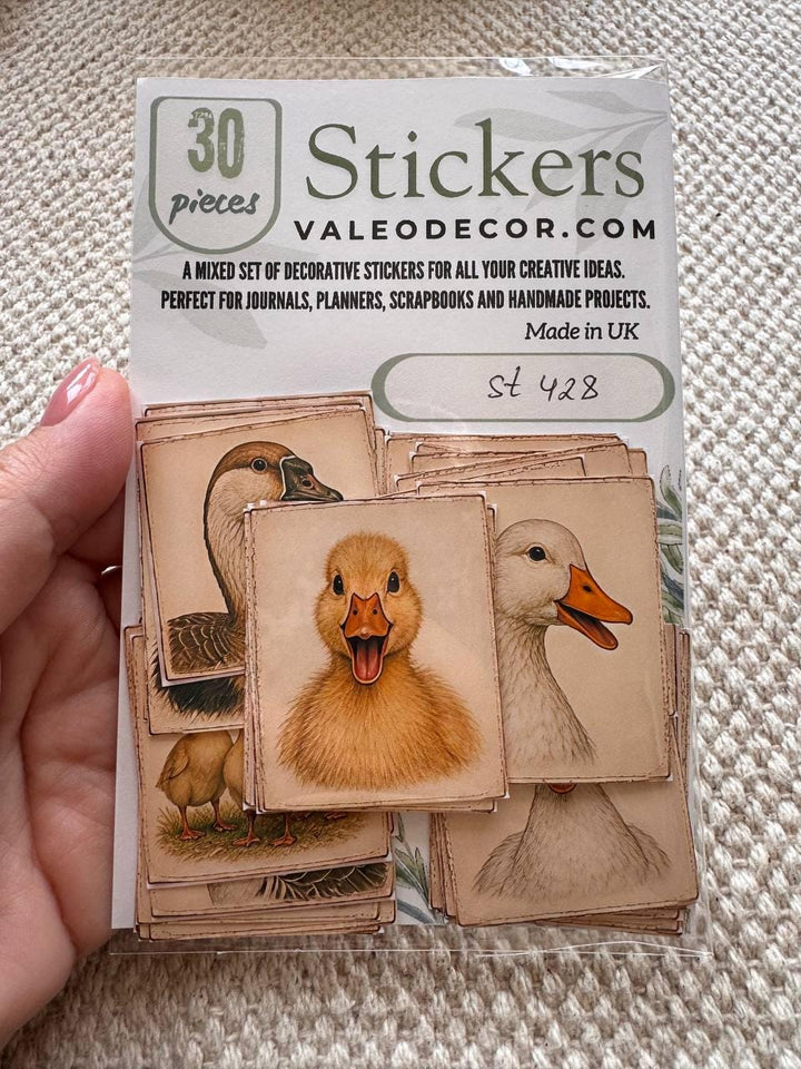 Set of 30 Duck Stickers Set, Vintage Duckling Stickers, Farm Animal Scrapbook Stickers, Cottagecore Planner Stickers,Cute Goose Duck Journal