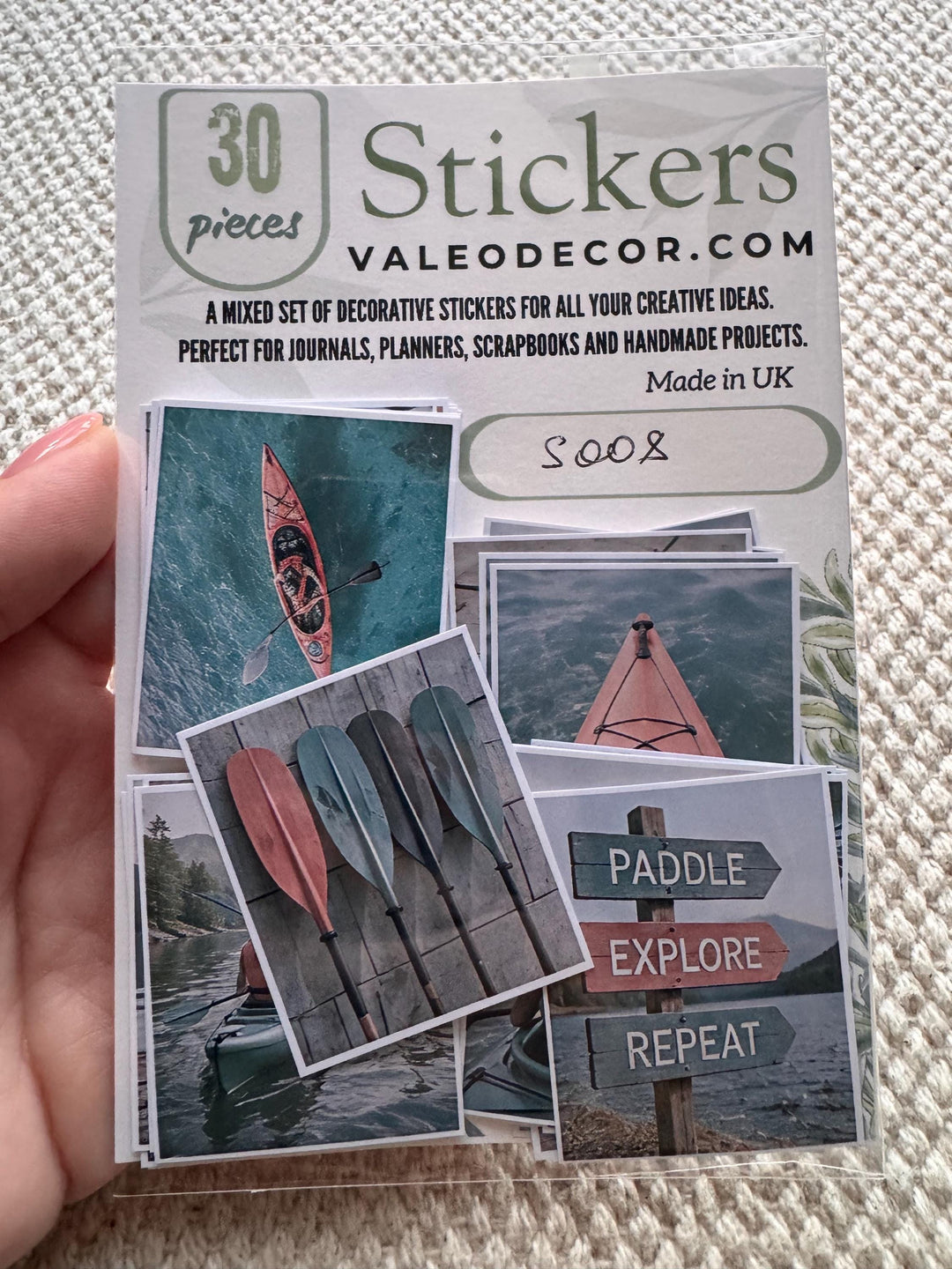 Set of 30 Kayak Adventure Stickers Set, Canoe Scrapbook Stickers, Outdoor Nature Journal, Lake Adventure Ephemera, Paddle Sports Stickers