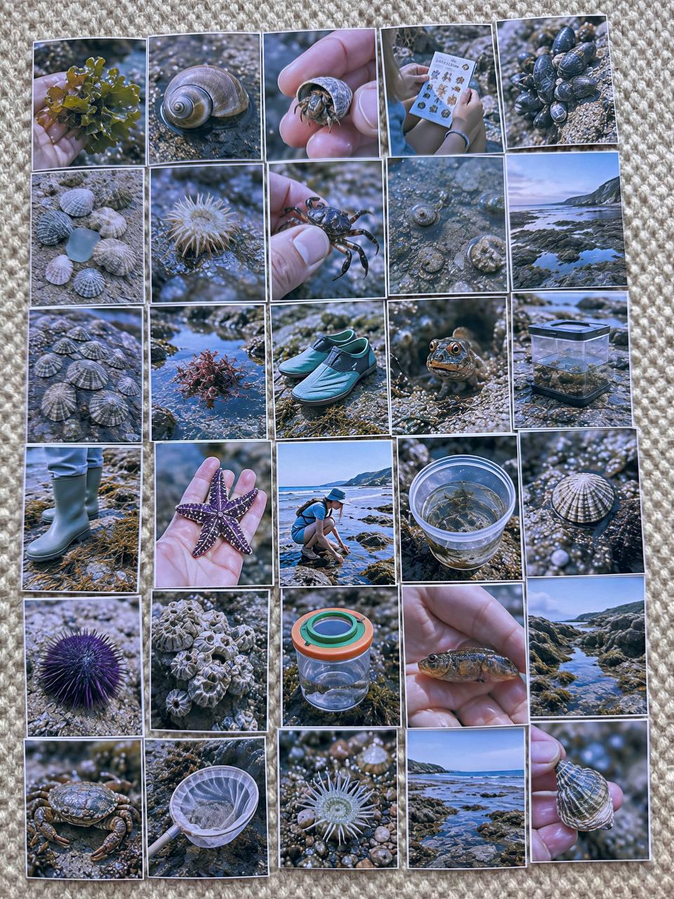 Set of 30 Rock Pool Stickers Set, Coastal Nature Stickers, Sea Life Scrapbook Stickers, Ocean Explorer Planner Stickers, Beach Journal Kit