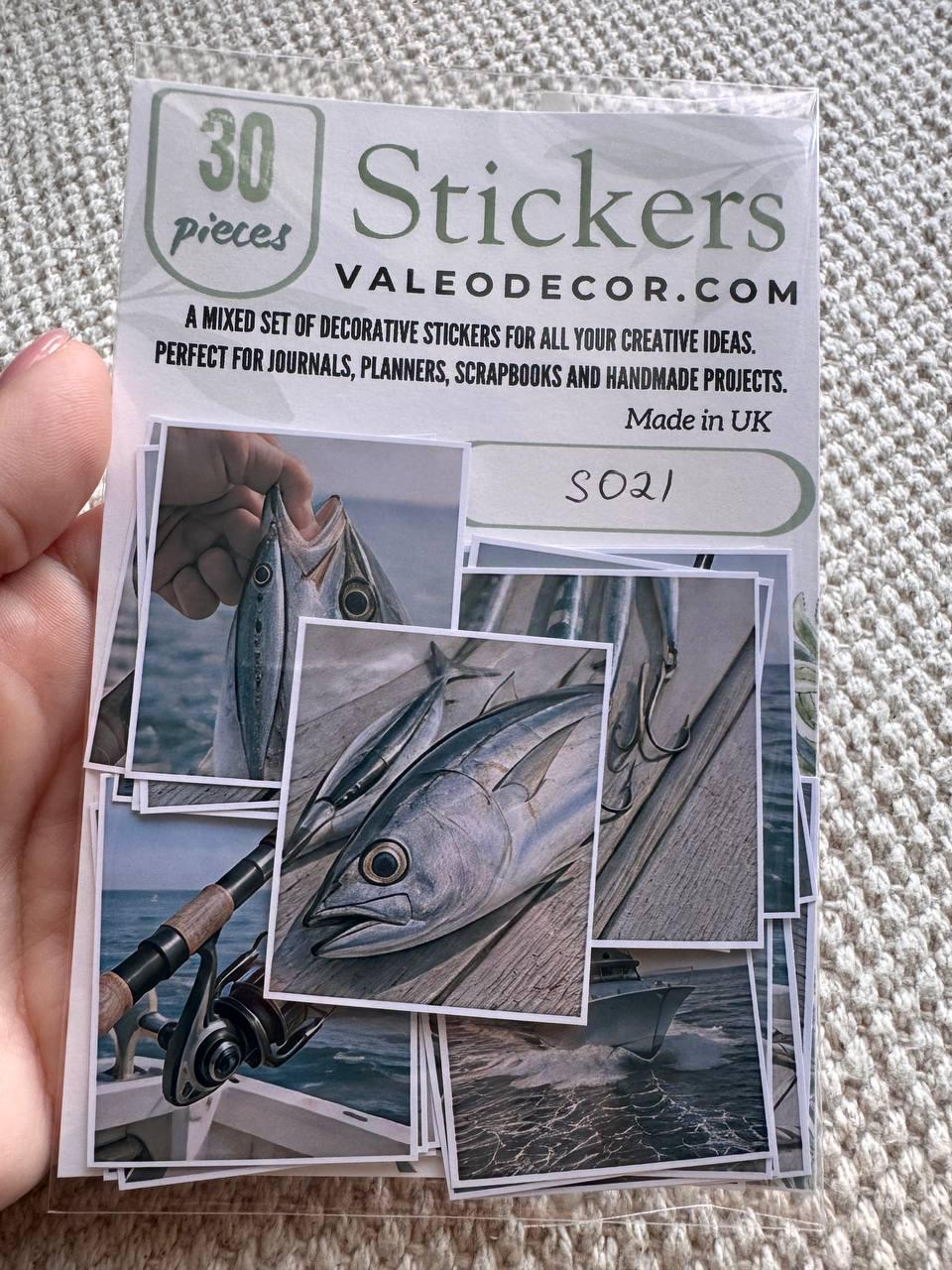 Set of 30 Fishing Stickers Set, Vintage Fishing Scrapbook Stickers, Angler Journal Stickers, Nautical Planner, Ocean Fishing Ephemera Pack