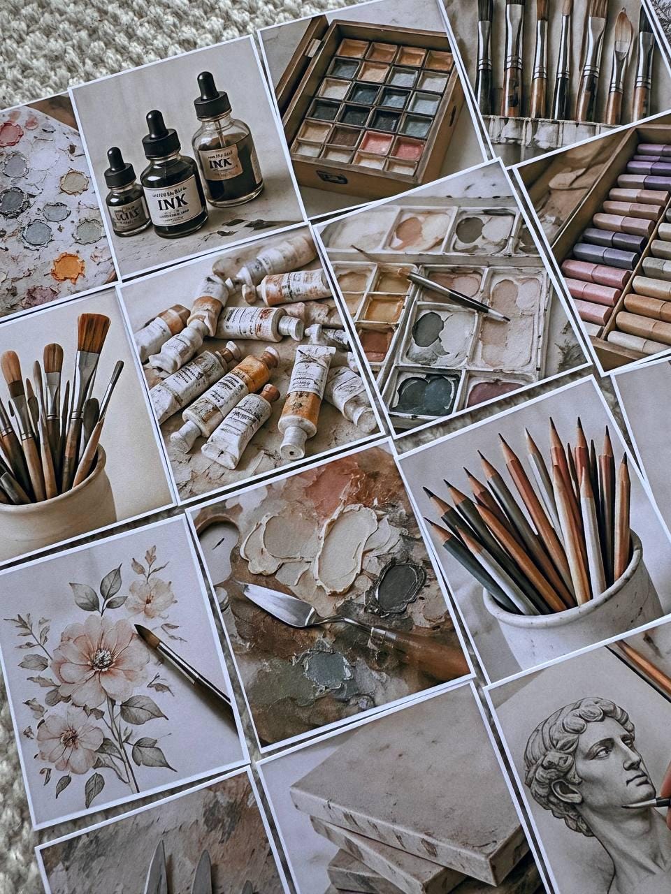 Set of 30 Artist Studio Stickers Set,Vintage Art Supply Stickers,Painting Scrapbook Stickers, Creative Journal,Watercolour Art Ephemera Pack