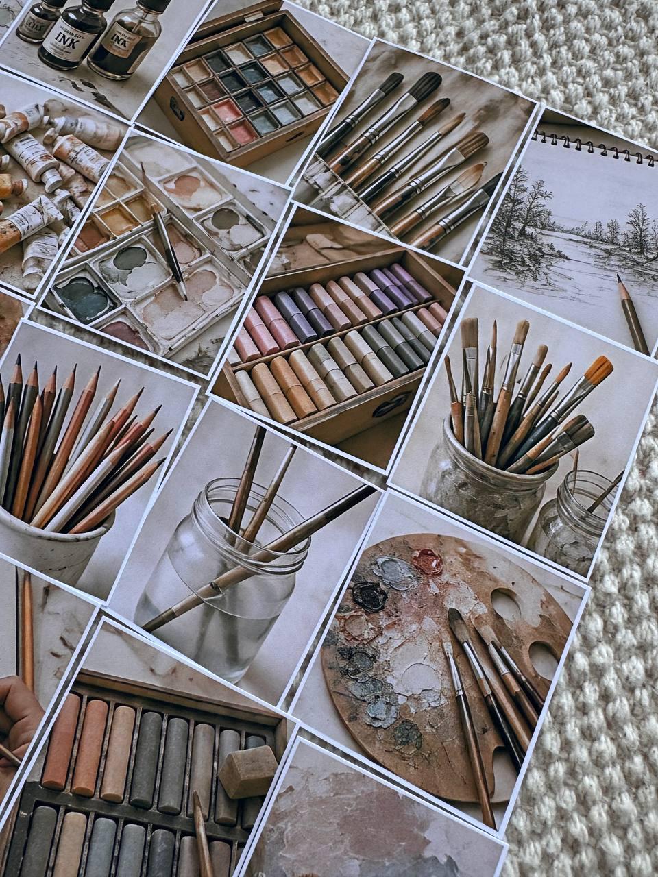 Set of 30 Artist Studio Stickers Set,Vintage Art Supply Stickers,Painting Scrapbook Stickers, Creative Journal,Watercolour Art Ephemera Pack