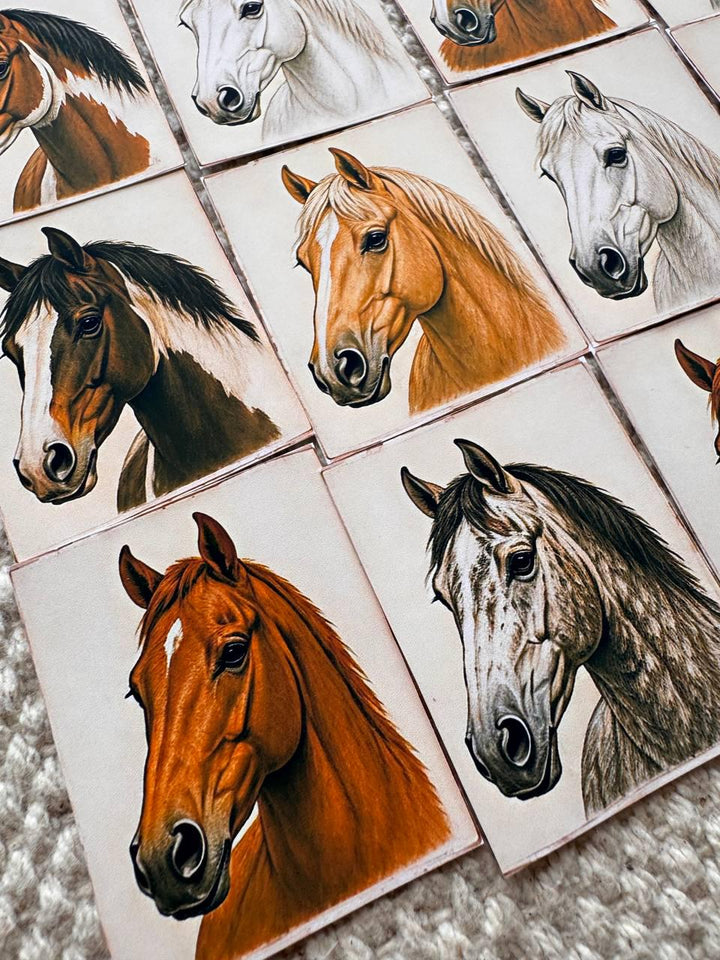 Set of 30 Horse Stickers Set, Vintage Horse Portrait Stickers, Equestrian Scrapbook Stickers, Horse Lover Journal Stickers, Farmhouse Animal