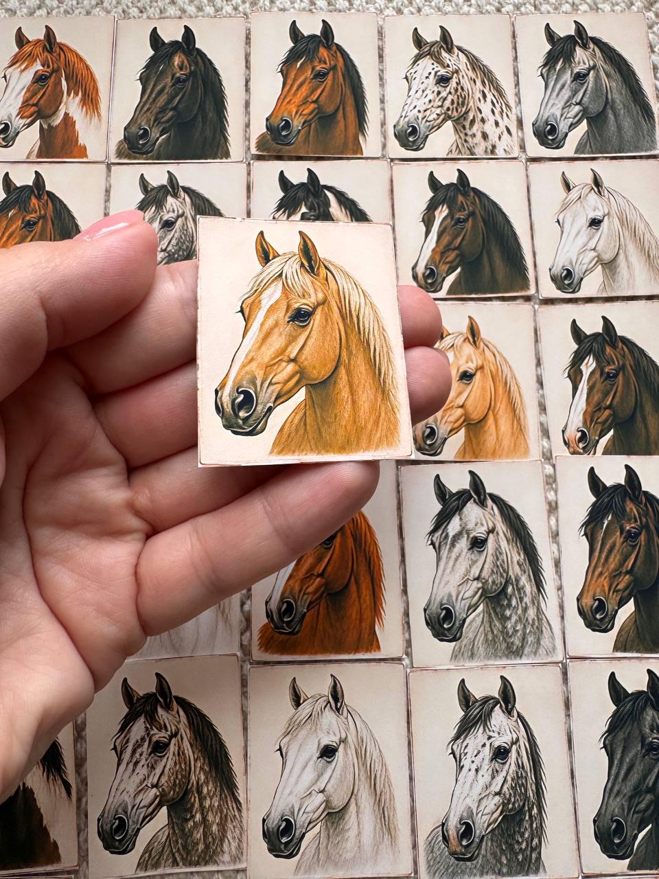 Set of 30 Horse Stickers Set, Vintage Horse Portrait Stickers, Equestrian Scrapbook Stickers, Horse Lover Journal Stickers, Farmhouse Animal