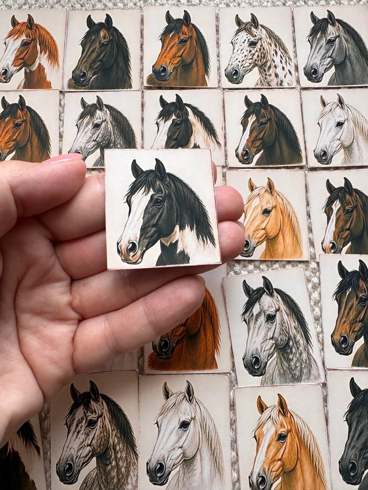 Set of 30 Horse Stickers Set, Vintage Horse Portrait Stickers, Equestrian Scrapbook Stickers, Horse Lover Journal Stickers, Farmhouse Animal
