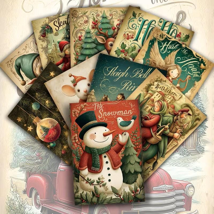 Set of 20 Vintage Christmas Journal Cards, Retro Holiday Ephemera Set, Christmas Scrapbook, Junk Journal Paper Pack,Cottagecore Xmas Collage