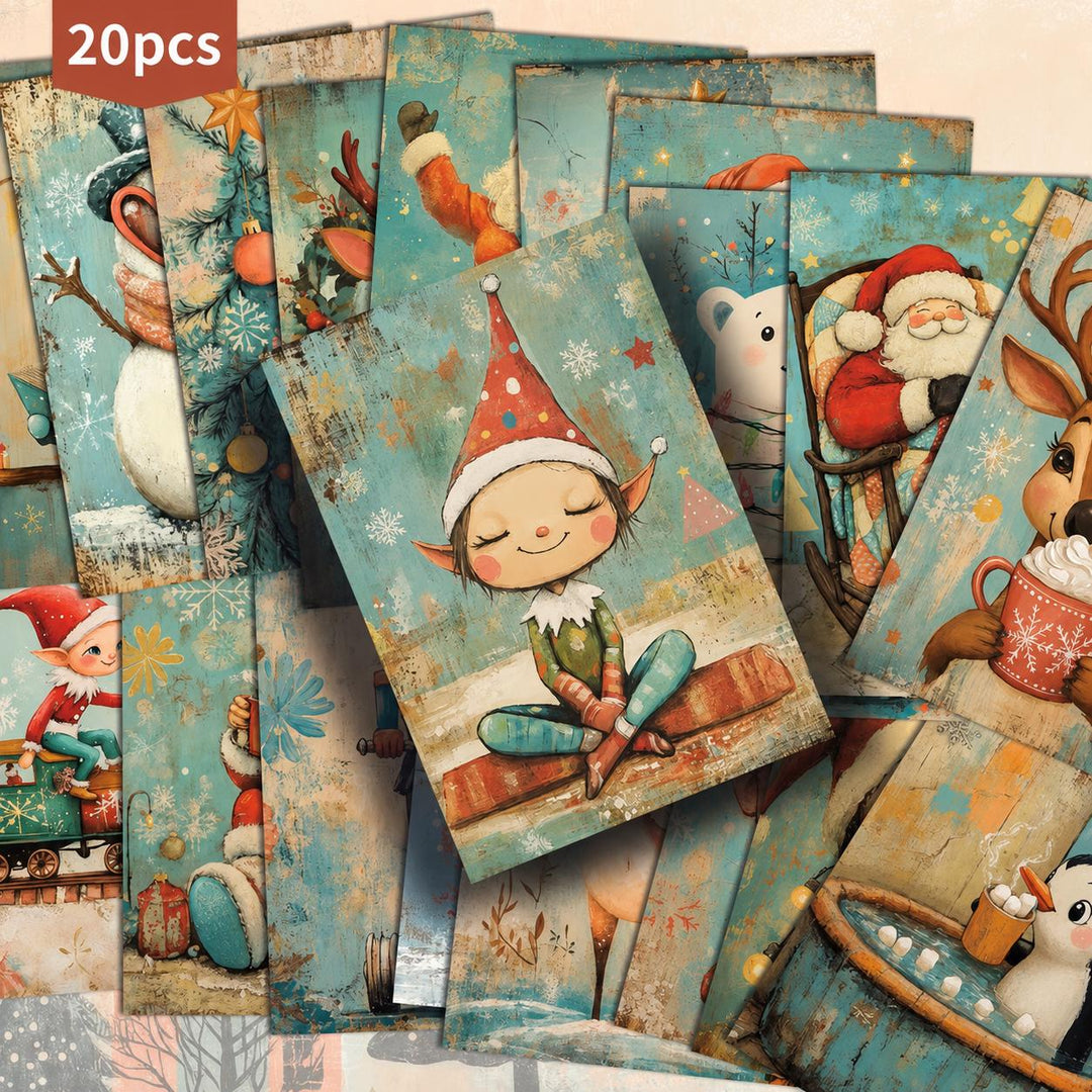 Set of 20 Cute Christmas Journal Cards, Whimsical Holiday Ephemera Pack, Vintage Xmas Scrapbook Cards, Cute Winter Junk Journal Kit