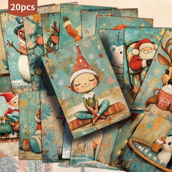 Set of 20 Cute Christmas Journal Cards, Whimsical Holiday Ephemera Pack, Vintage Xmas Scrapbook Cards, Cute Winter Junk Journal Kit