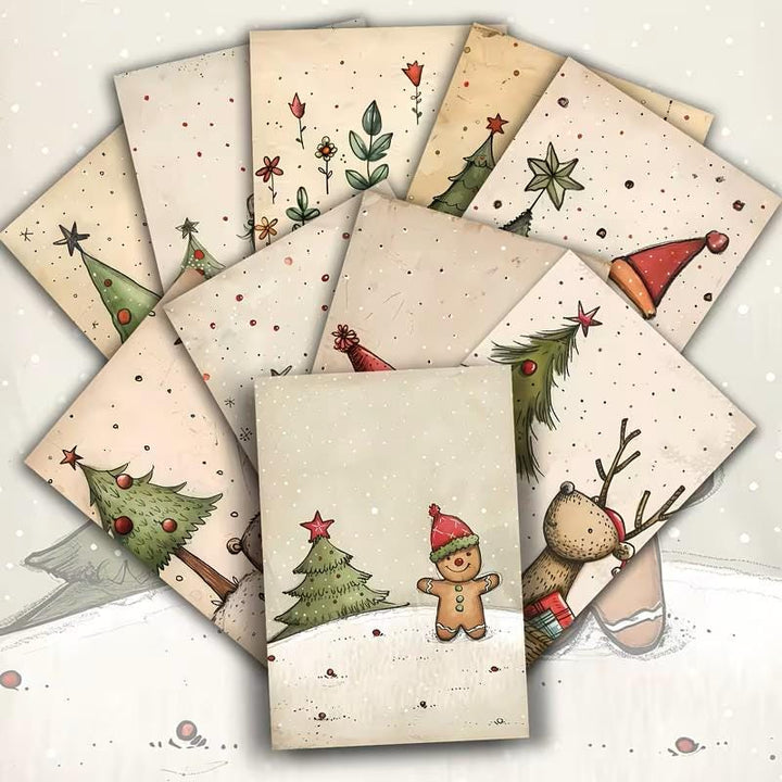 Set of 20 Cute Christmas Journal Cards Set, Whimsical Holiday Ephemera, Scandinavian Xmas Scrapbook Cards, Winter Junk Journal Kit, Nordic
