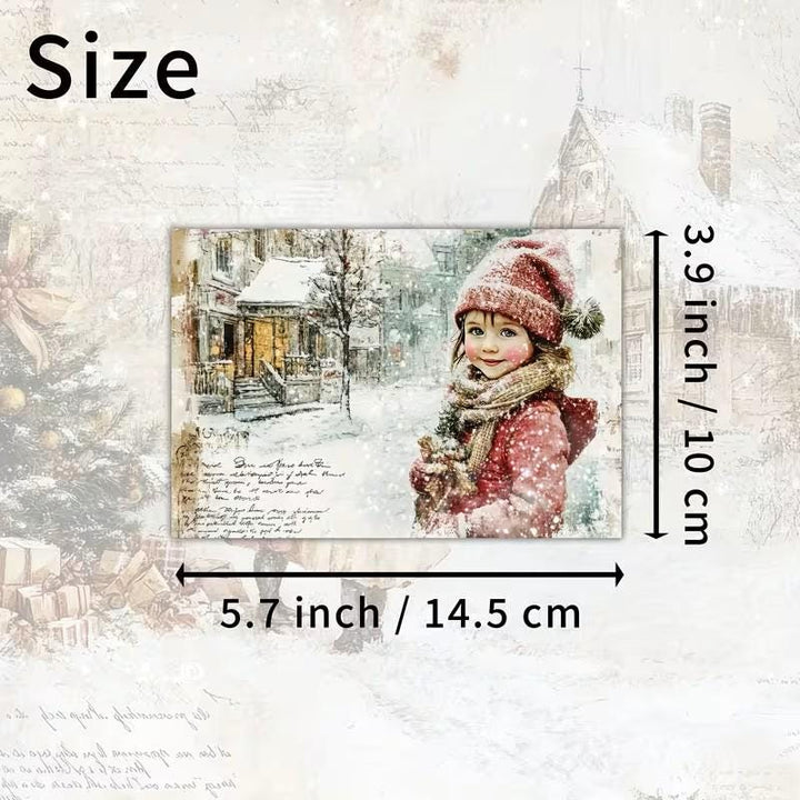 Set of 20 Vintage Winter Journal Cards Set, Victorian Christmas Ephemera, Snowy Children Junk Journal Cards,Cottagecore Winter Scrapbook Kit