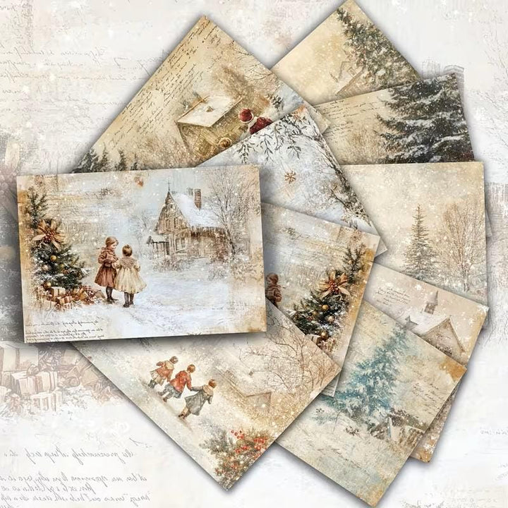 Set of 20 Vintage Winter Journal Cards Set, Victorian Christmas Ephemera, Snowy Children Junk Journal Cards,Cottagecore Winter Scrapbook Kit