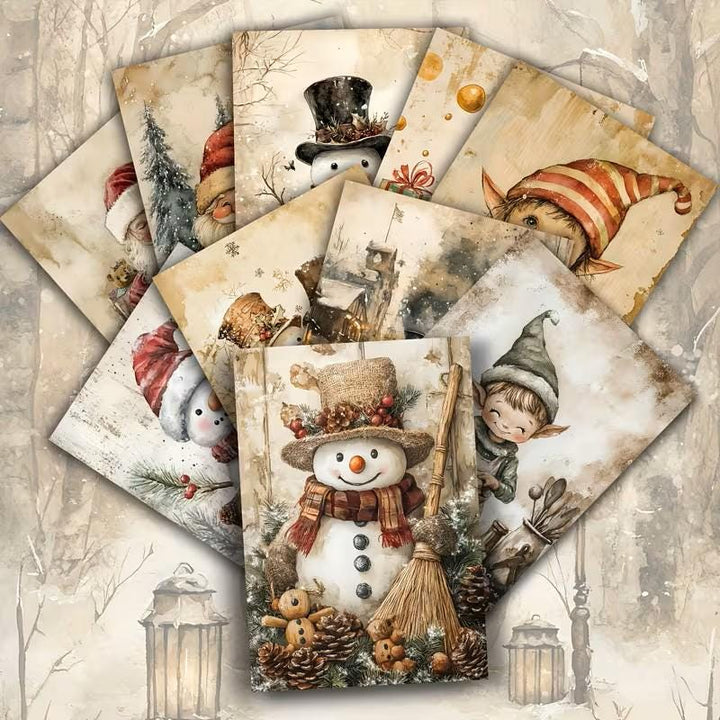 Set of 20 Vintage Christmas Journal Cards, Winter Wonderland Ephemera Pack, Snowman Santa Junk Journal Cards, Cozy Holiday Scrapbook Set